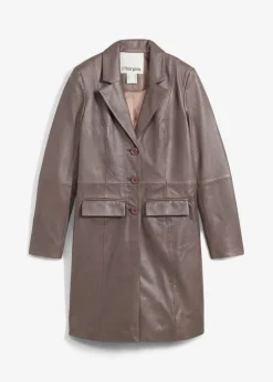 bonprix bonprix Premium|Chaquetas Y Abrigos>Abrigo tipo americana de napa de cordero Marrón medio