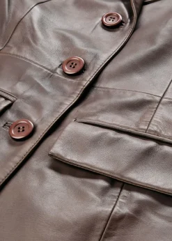 bonprix bonprix Premium|Chaquetas Y Abrigos>Abrigo tipo americana de napa de cordero Marrón medio