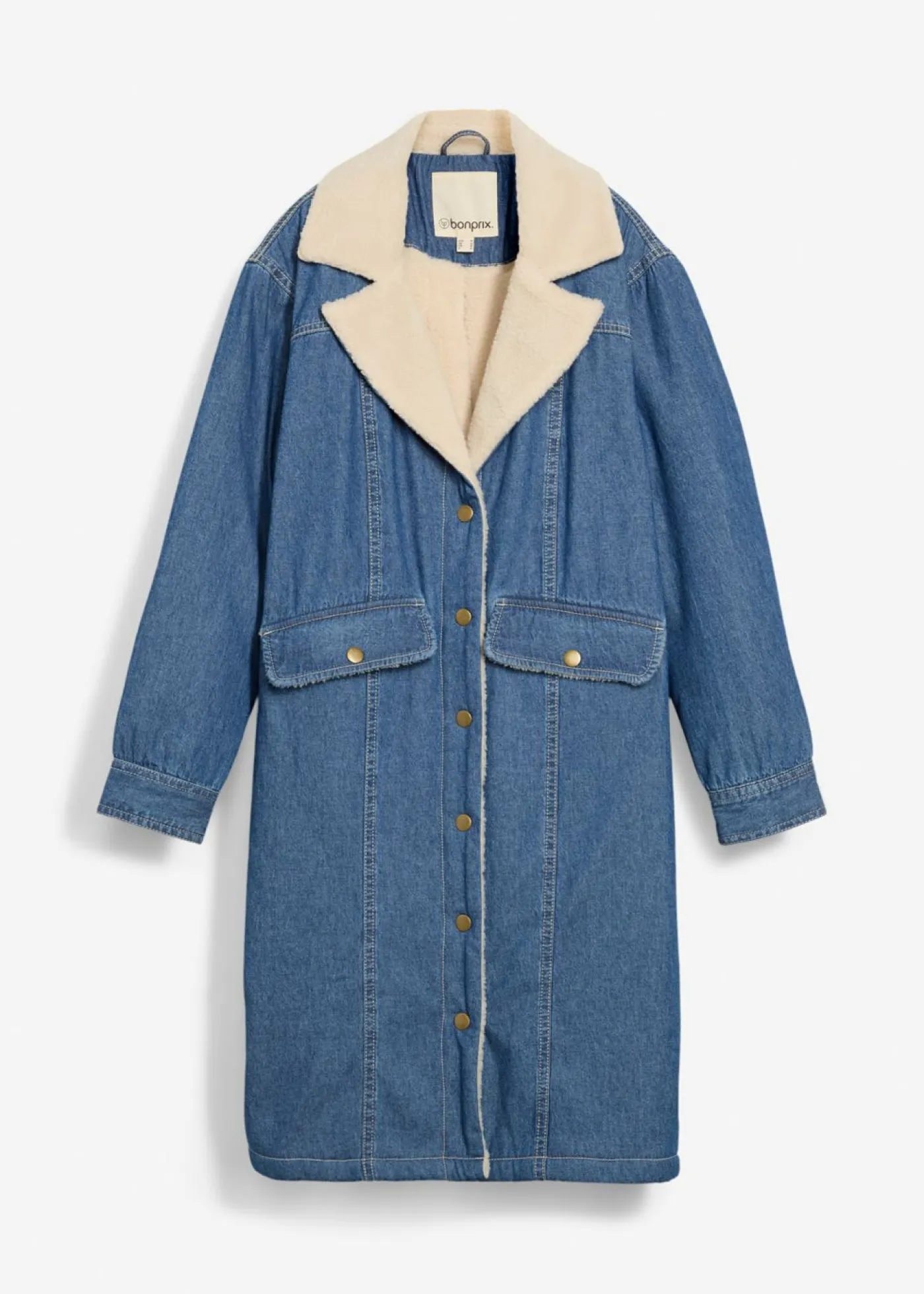 Mujer bonprix bonprix Abrigo vaquero de invierno con forro cálido