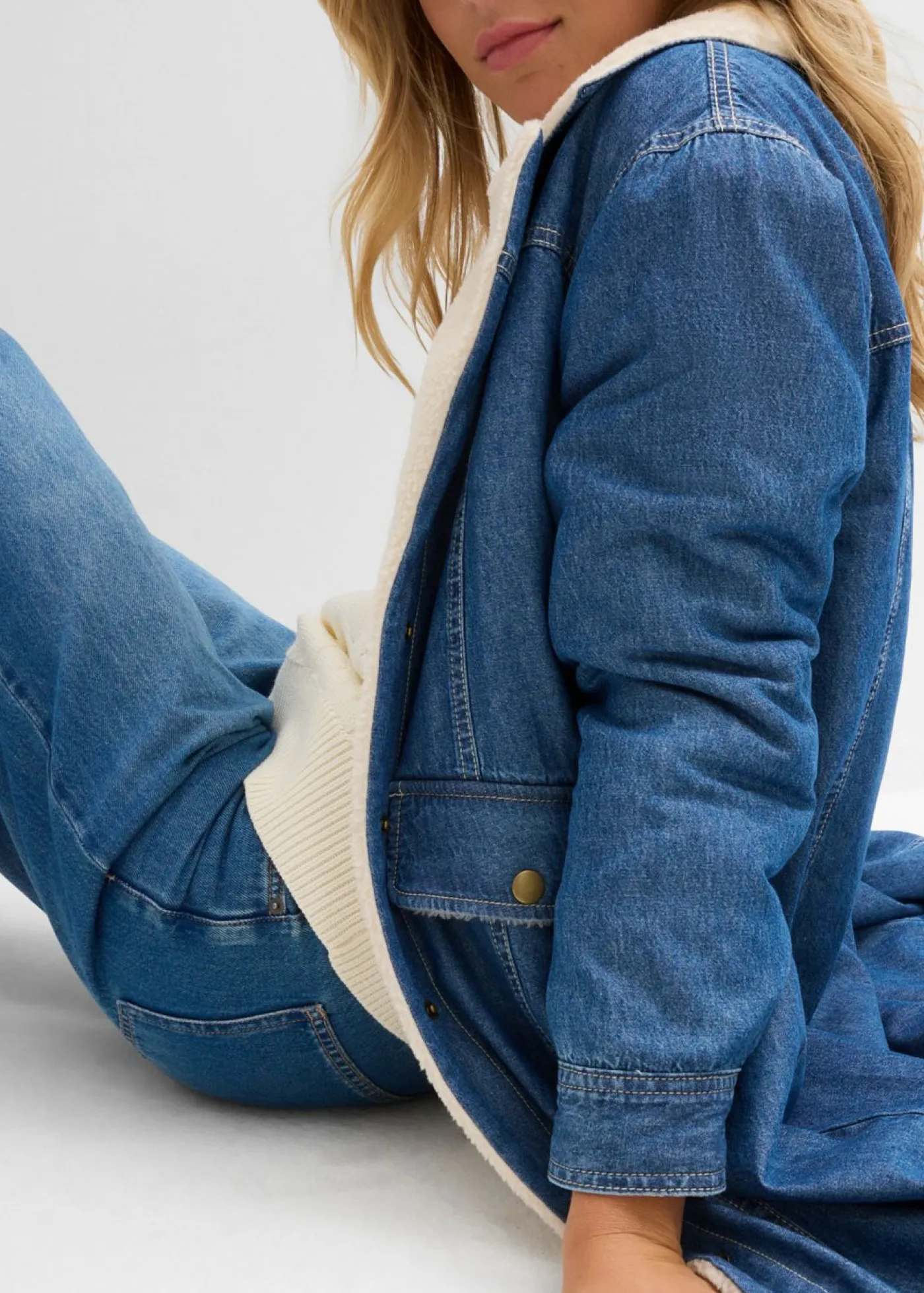 Mujer bonprix bonprix Abrigo vaquero de invierno con forro cálido