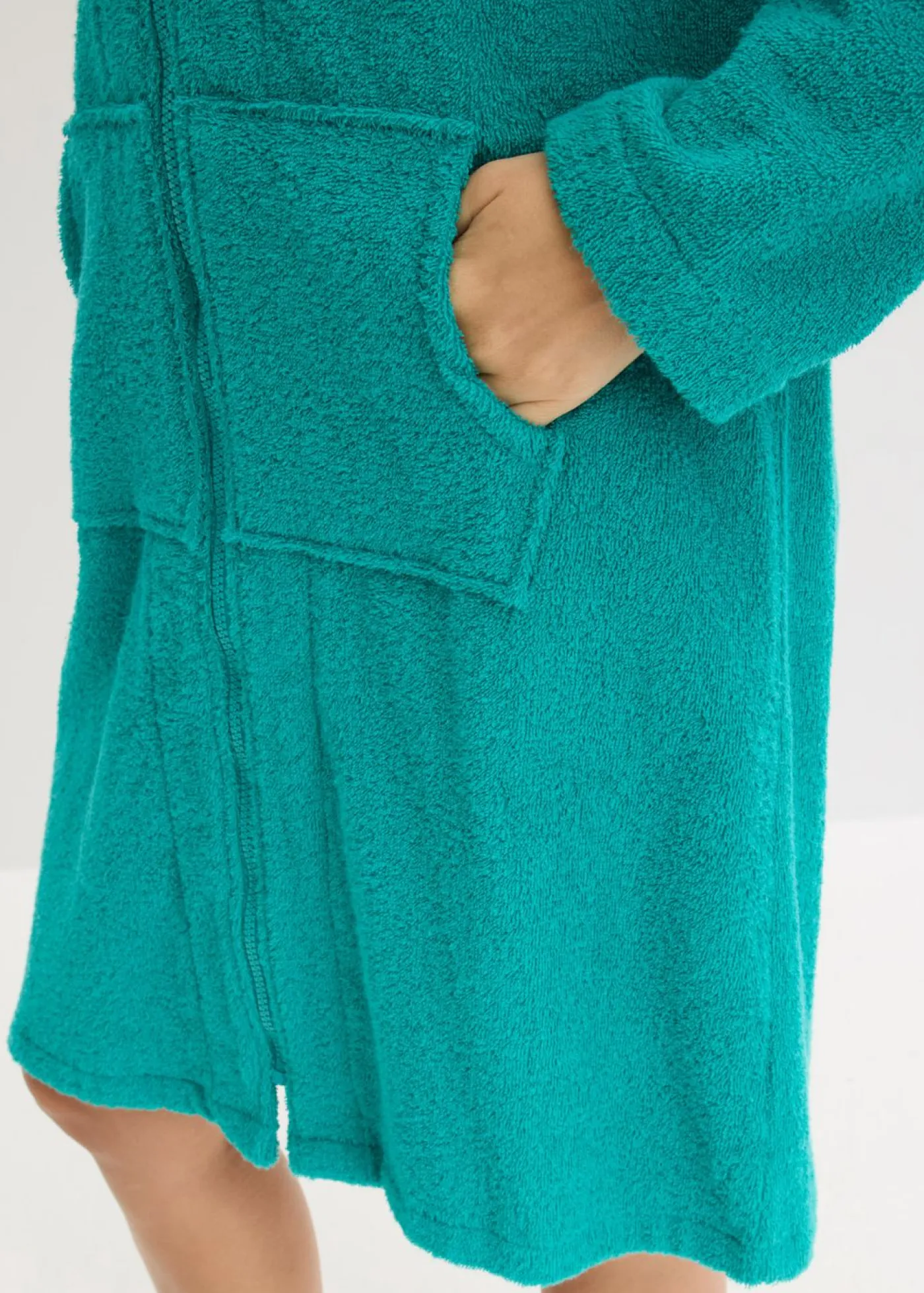 bonprix bonprix Albornoces Y Batas>Albornoz de rizo de algodón orgánico con cremallera Esmeralda