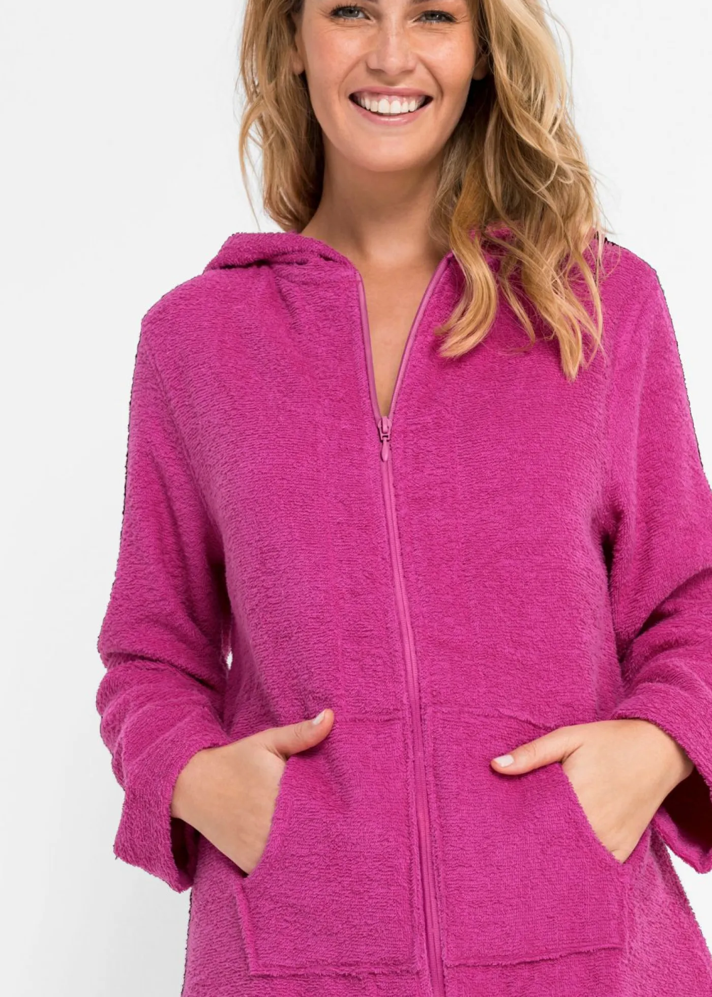 Mujer bonprix bonprix Albornoz de rizo de algodón orgánico con cremallera