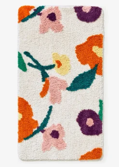 bonprix bonprix Muebles De Baño·Alfombrillas De Baño|Alfombrillas De Baño>Alfombrilla de baño acolchada con un colorido diseño floral Azul petróleo