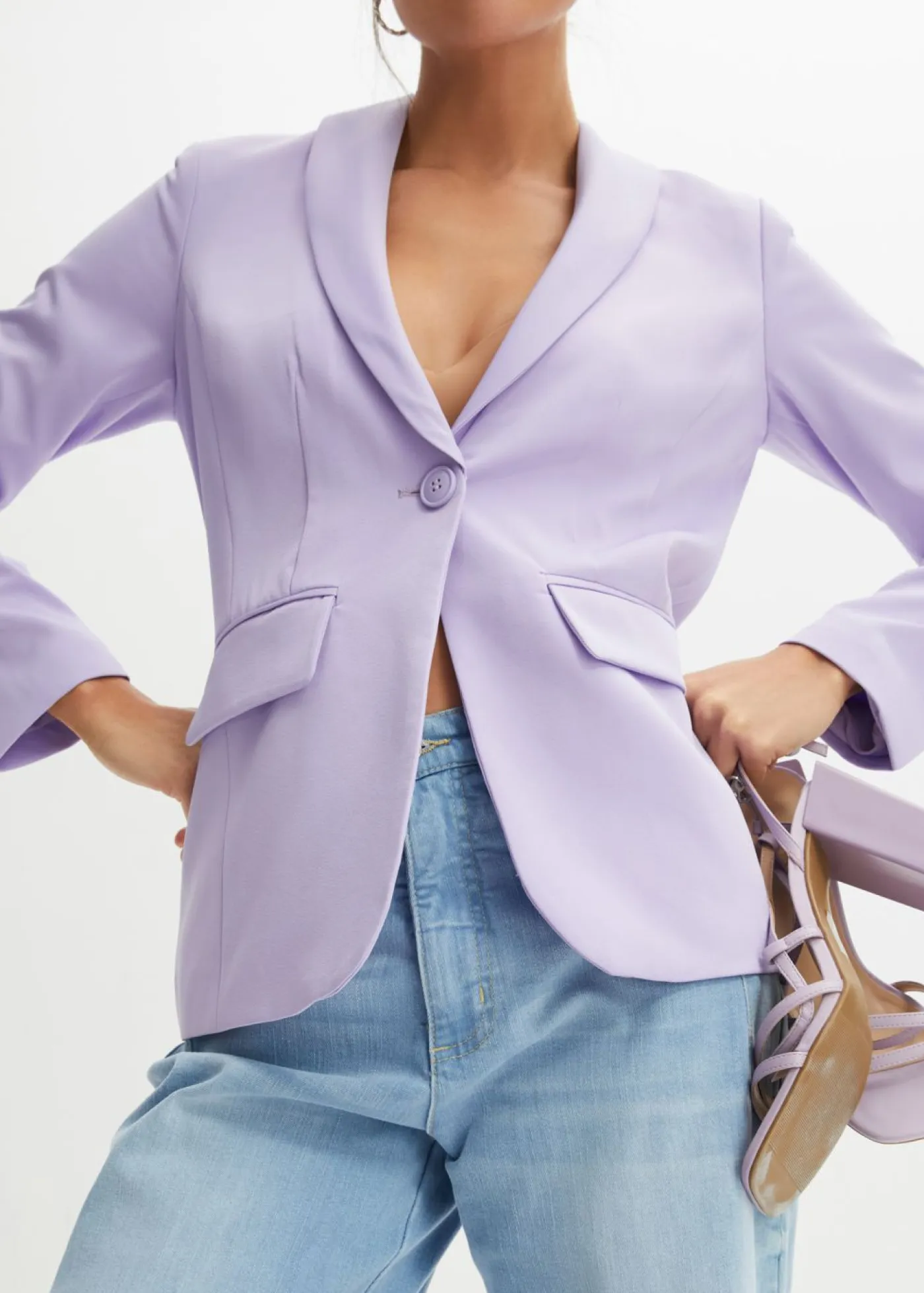 bonprix bonprix Blazers>Americana con botones Violeta claro