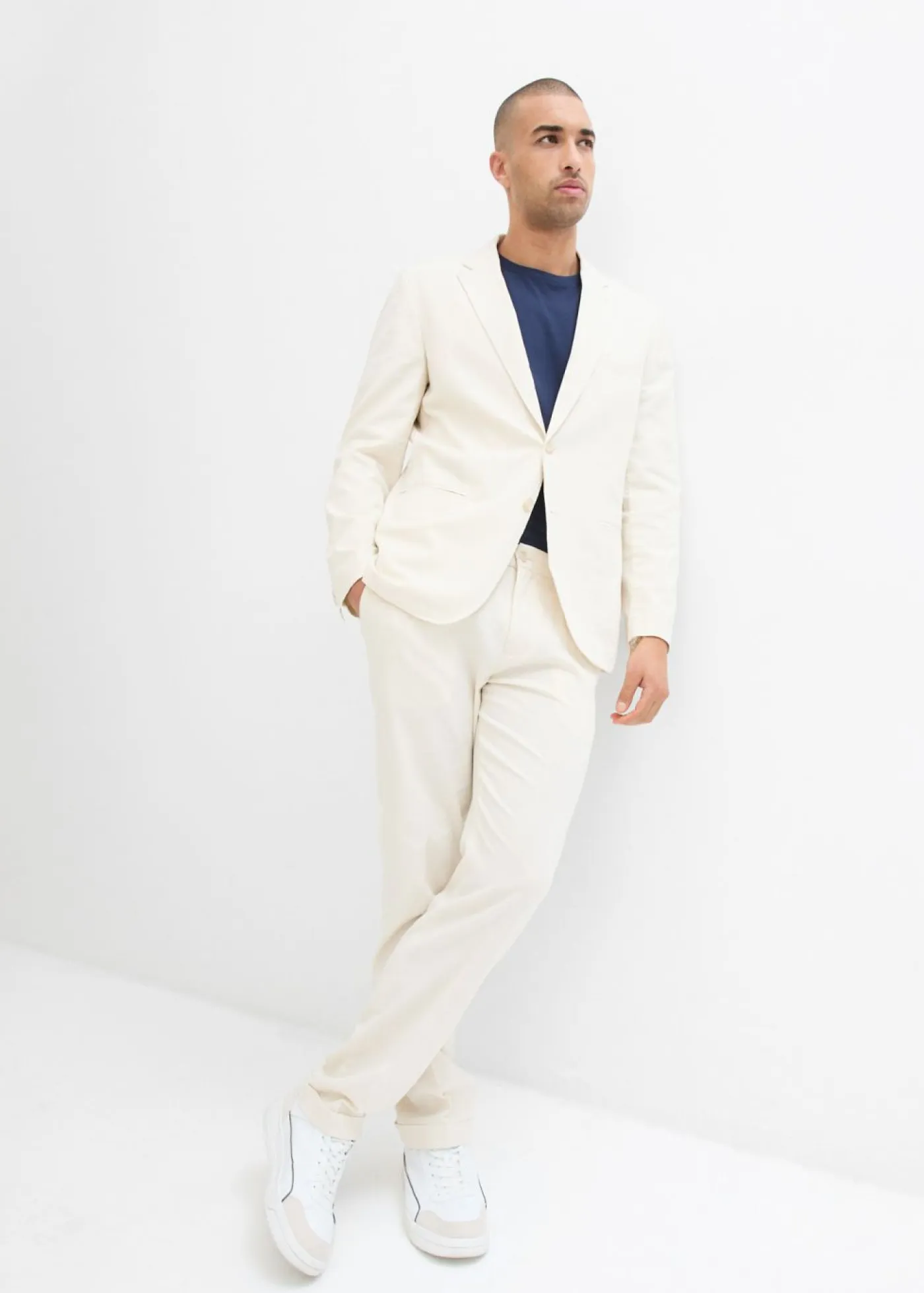 Hombre bonprix bonprix Americana con lino y corte recto