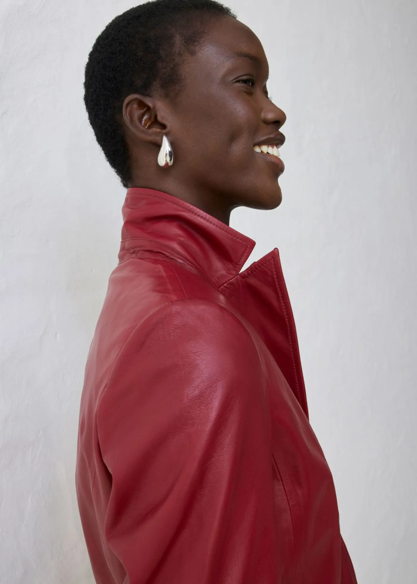 bonprix bonprix Premium|Blazers>Americana corta de napa de cordero rojo castaño