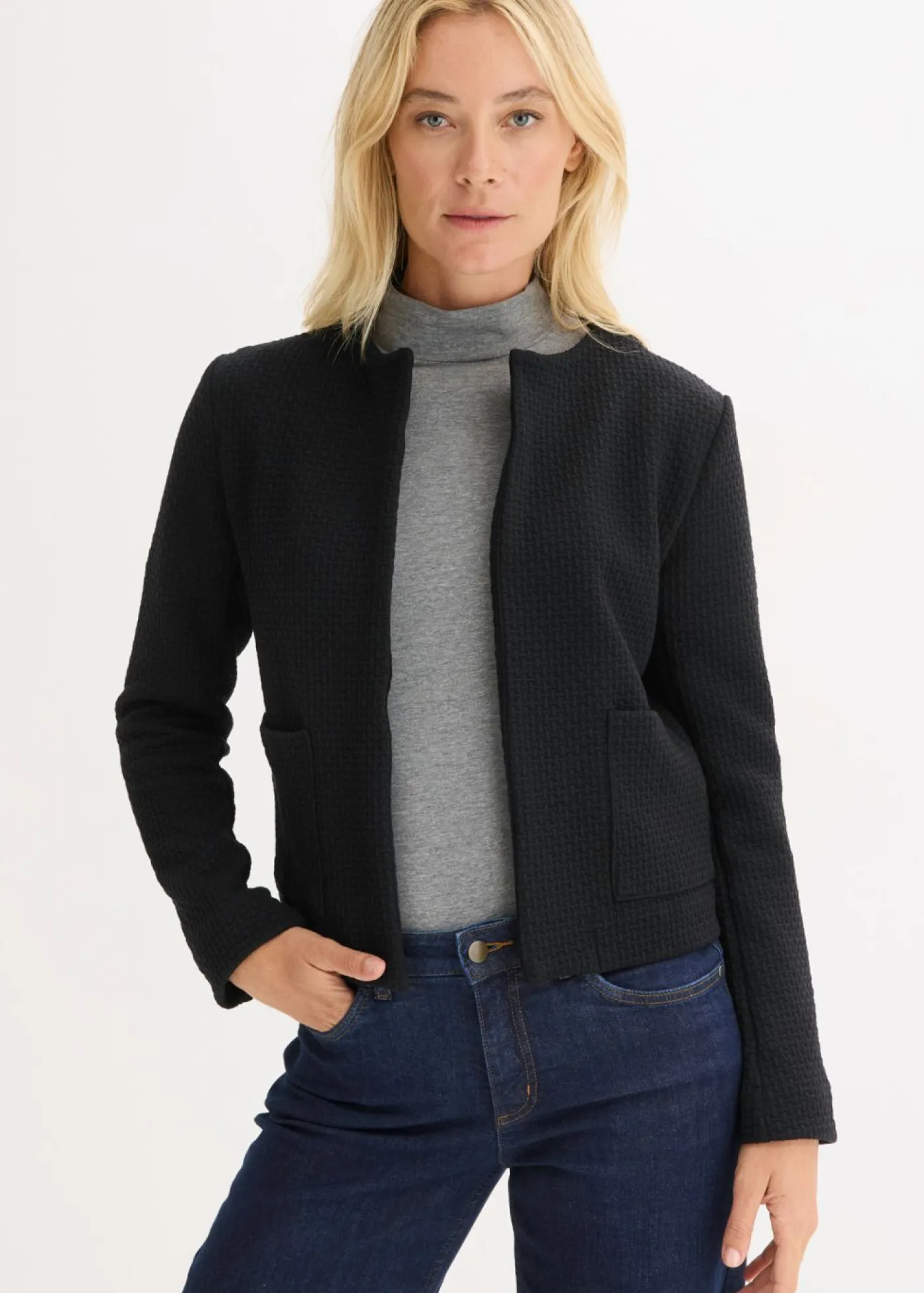 bonprix bonprix Blazers>Americana corta de punto Negro