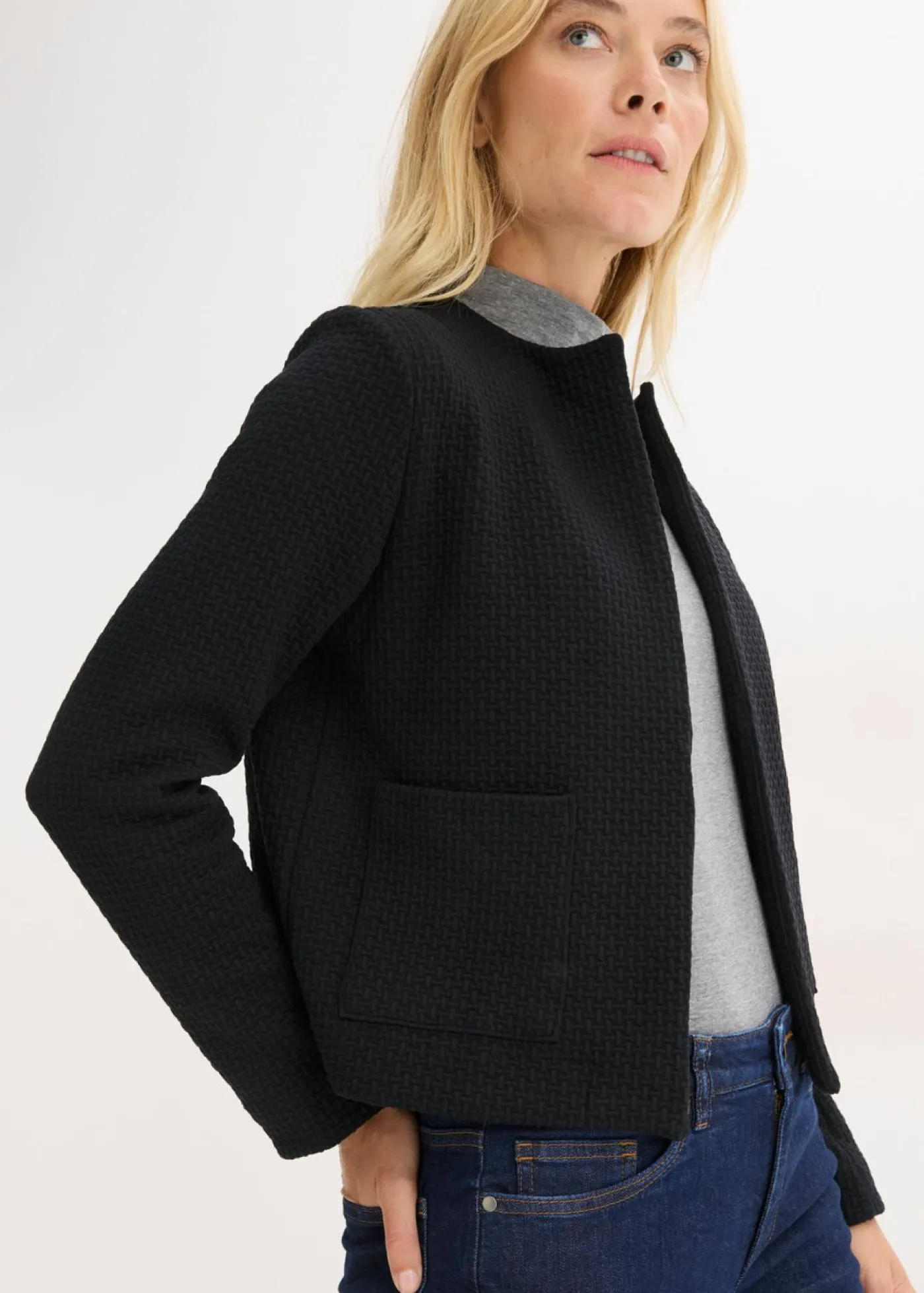 bonprix bonprix Blazers>Americana corta de punto Negro