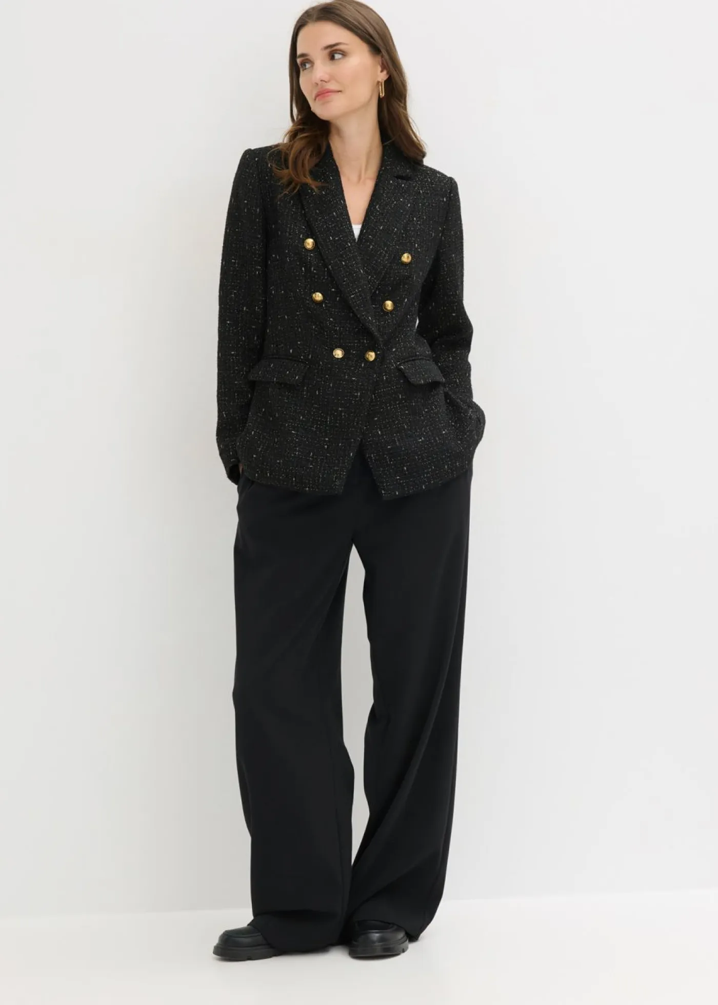 Mujer bonprix bonprix Americana de bouclé con doble botonadura