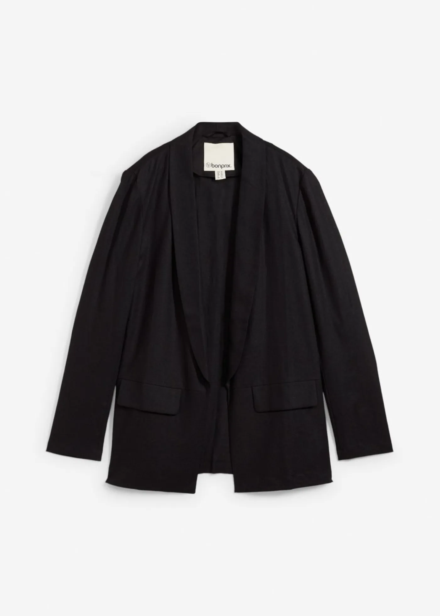 bonprix bonprix Blazers>Americana de corte ancho en mezcla de lino y viscosa Negro