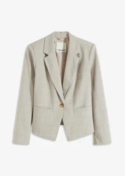 bonprix bonprix Blazers>Americana de cuadro galés gris claro-rosa pálido a cuadros