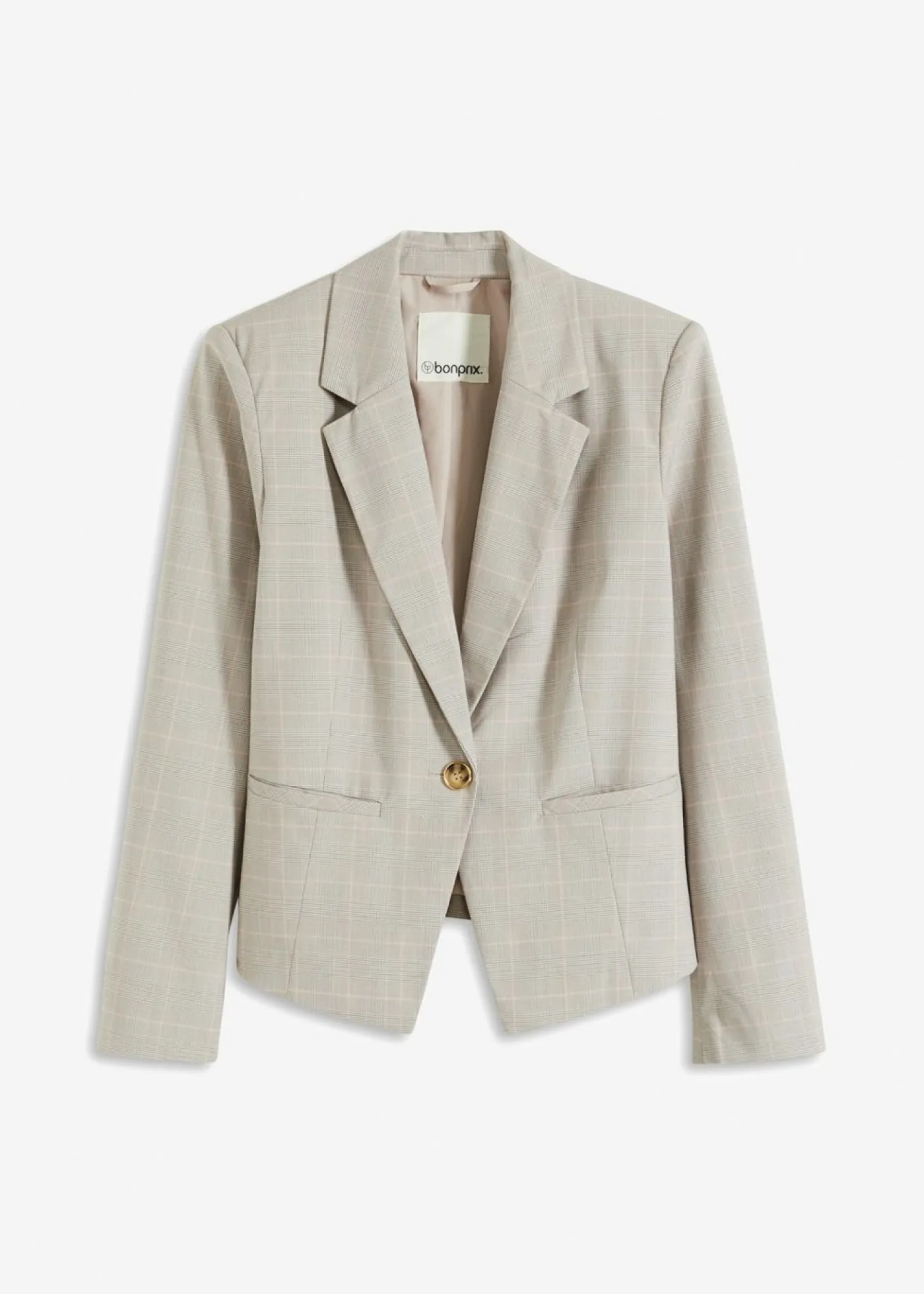 bonprix bonprix Blazers>Americana de cuadro galés gris claro-rosa pálido a cuadros