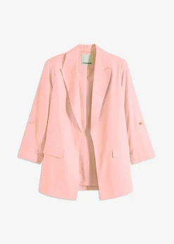 bonprix bonprix Blazers|Novedades>Americana de lino con mangas fruncidas rosa pálido