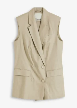 bonprix bonprix Blazers>Americana de lino sin mangas Caqui nuevo