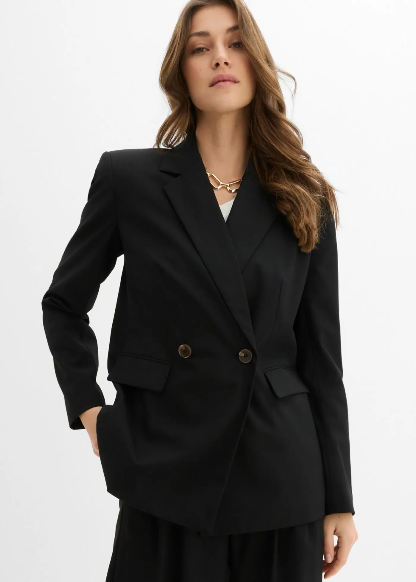 bonprix bonprix Blazers>Americana de mezcla de viscosa Negro