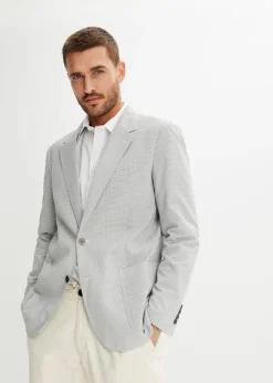 bonprix bonprix Trajes>Americana de milrayas con corte regular blanco lana/gris claro moteado