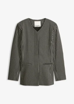 bonprix bonprix Blazers>Americana elástica de bengalina Negro-blanco lana a cuadros
