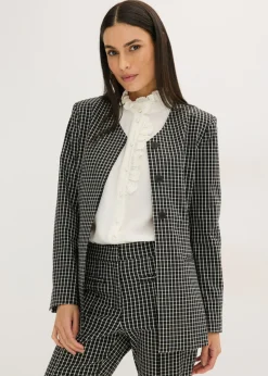 bonprix bonprix Blazers>Americana elástica de bengalina Negro-blanco lana a cuadros