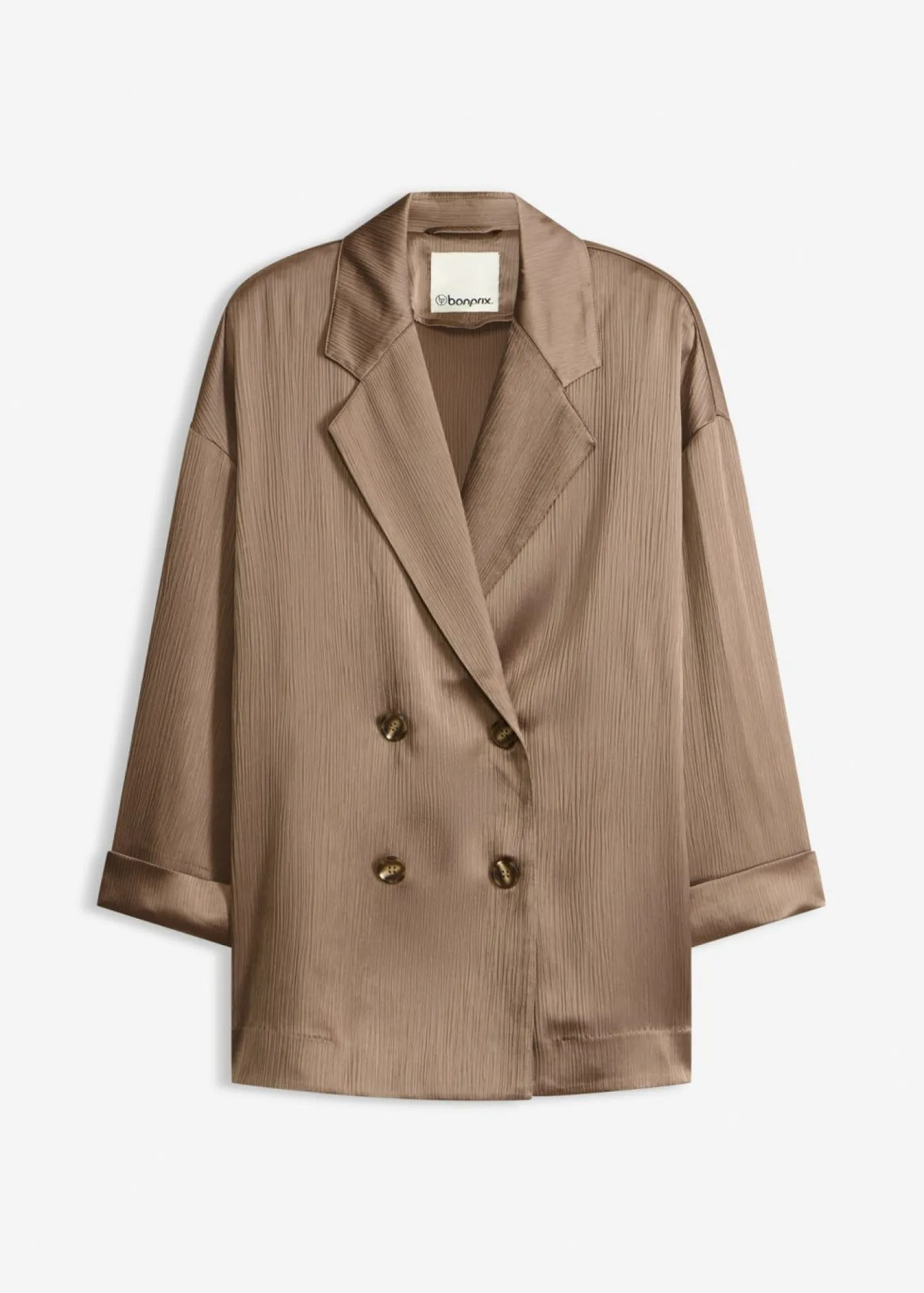 bonprix bonprix Blazers>Americana holgada con doble botonadura Marrón grisáceo