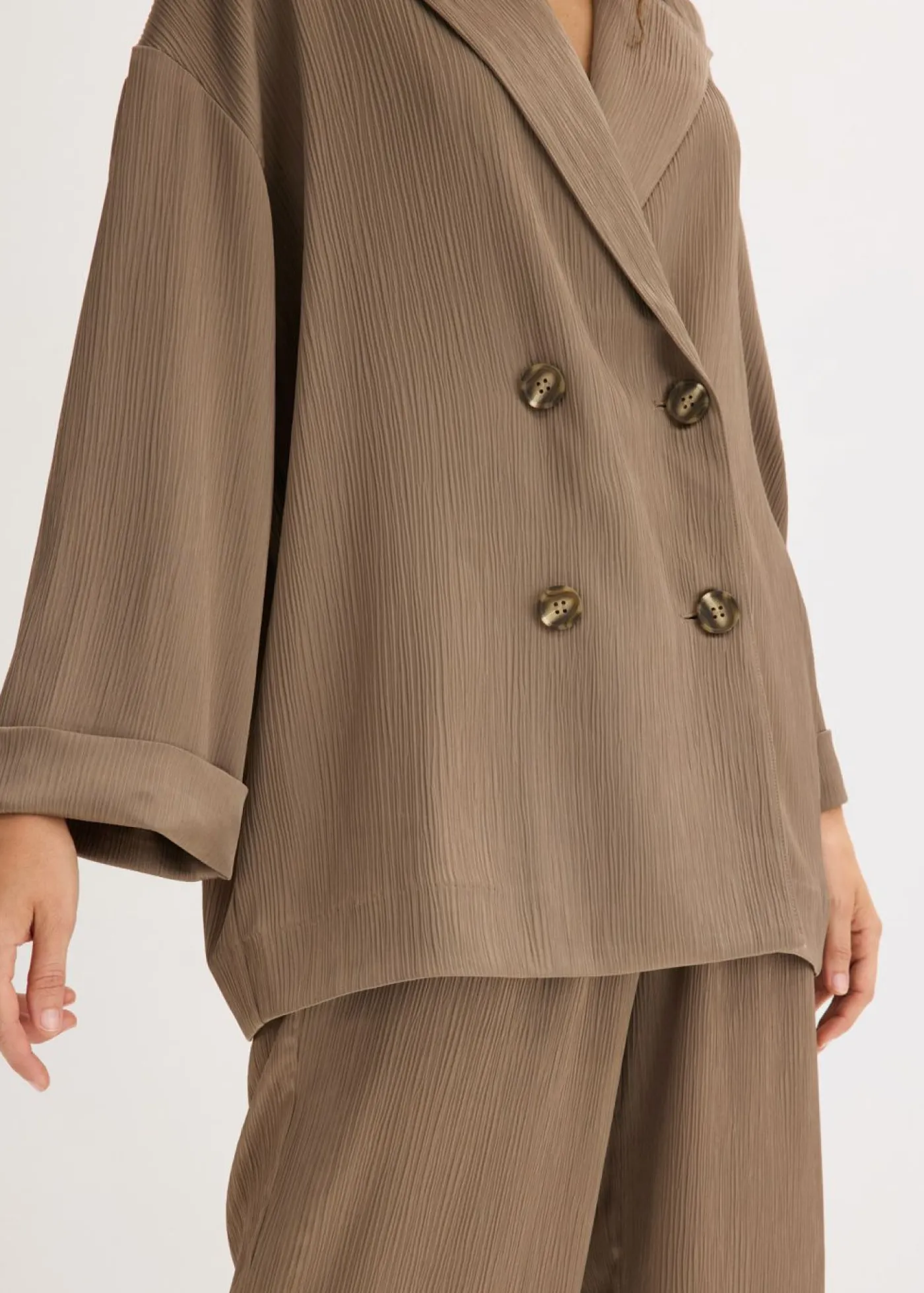 bonprix bonprix Blazers>Americana holgada con doble botonadura Marrón grisáceo