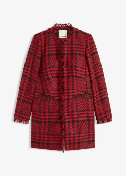 bonprix bonprix Blazers>Americana larga de bouclé rojo intenso-negro a cuadros