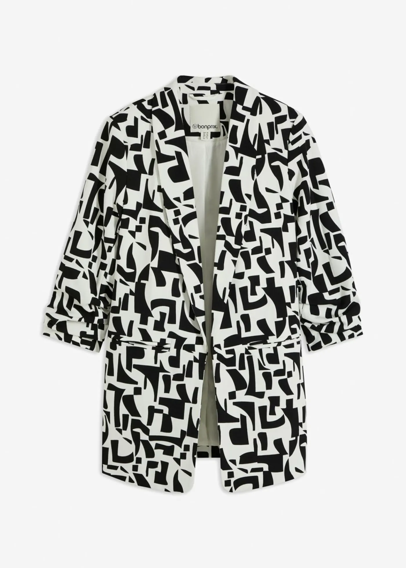 bonprix bonprix Blazers>Americana larga estampada Blanco-negro con estampado gráfico