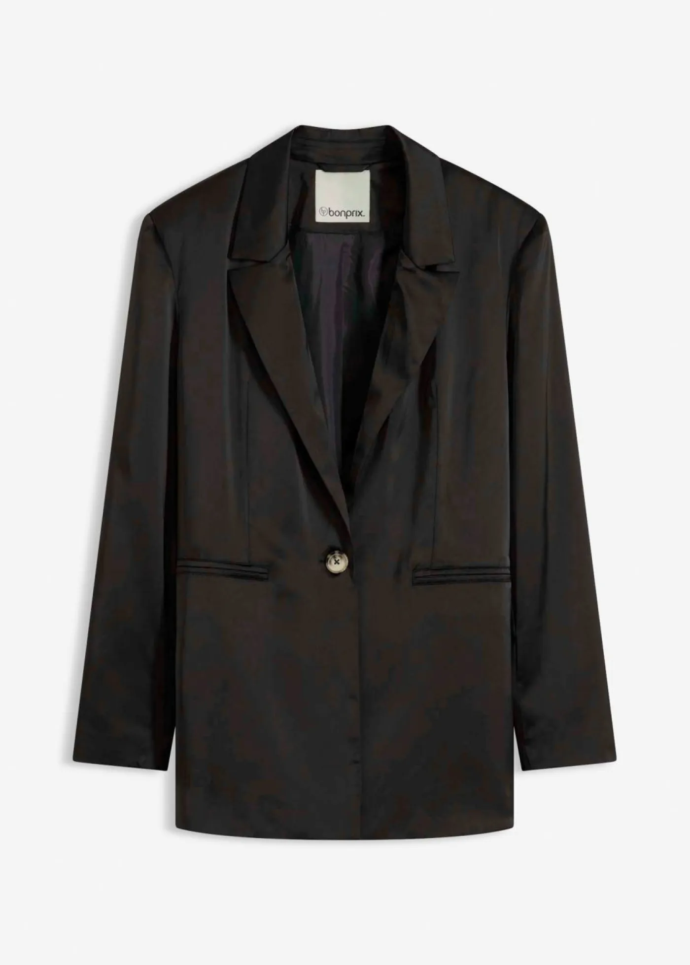 bonprix bonprix Blazers>Americana oversize de satén Negro