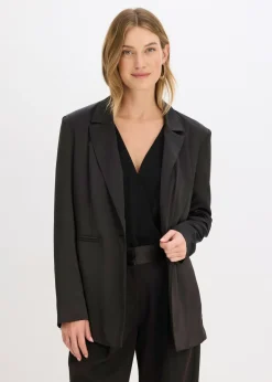 bonprix bonprix Blazers>Americana oversize de satén Negro