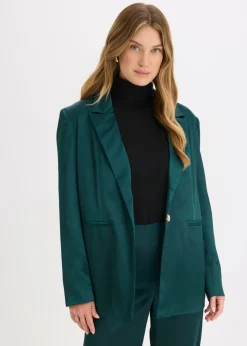bonprix bonprix Blazers>Americana oversize de satén Verde intenso