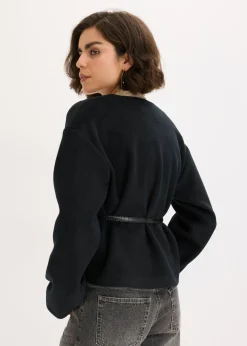 Mujer bonprix bonprix Americana oversized con cinturón en efecto lana, sin forro