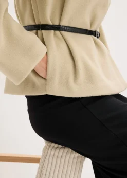 Mujer bonprix bonprix Americana oversized con cinturón en efecto lana, sin forro