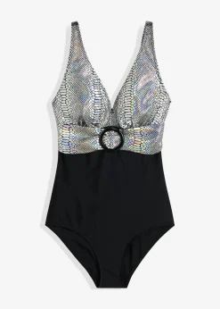 bonprix bonprix Bañadores>Bañador Negro/plata de piel de serpiente