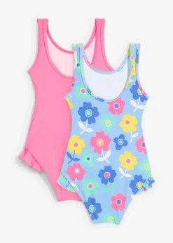 bonprix bonprix Bañadores Y Bikinis De Niña|Ropa 2 A 9 Años·Multipack>Bañador (2 unidades) Rosa neón + colores con flores