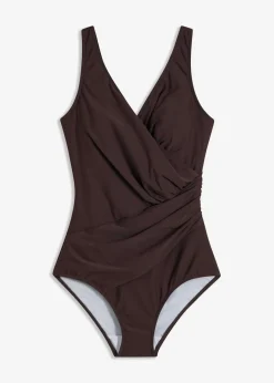 bonprix bonprix Vestidos Moldeadores|Bañadores>Bañador con efecto moldeador medio y efecto cruzado marrón