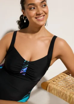 Mujer bonprix bonprix Bañador con efecto moldeador medio e insertos estampados
