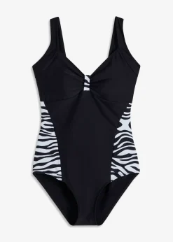 bonprix bonprix Bañadores>Bañador con inserción lateral Negro-blanco con estampado de cebra