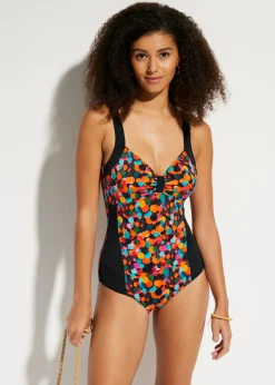 bonprix bonprix Bañadores>Bañador con insertos Negro-colores con estampado gráfico