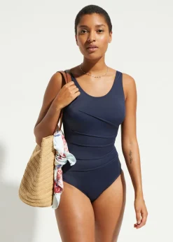 bonprix bonprix Vestidos Moldeadores|Bañadores>Bañador con ligero efecto moldeador y pliegues decorativos Azul marino
