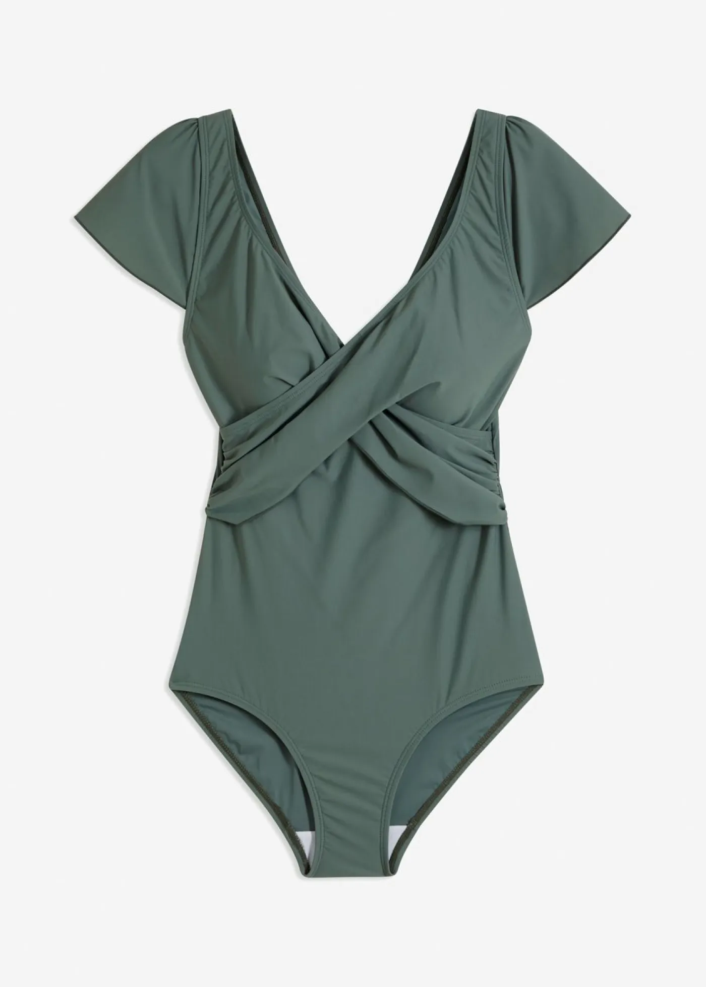 bonprix bonprix Vestidos Moldeadores|Novedades>Bañador con ligero efecto moldeador y diseño cruzado Verde eucalipto