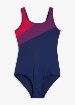 bonprix bonprix Ropa De Baño Deportiva|Bañadores>Bañador deportivo de secado rápido con inserto de contraste azul marino/lila/rosa