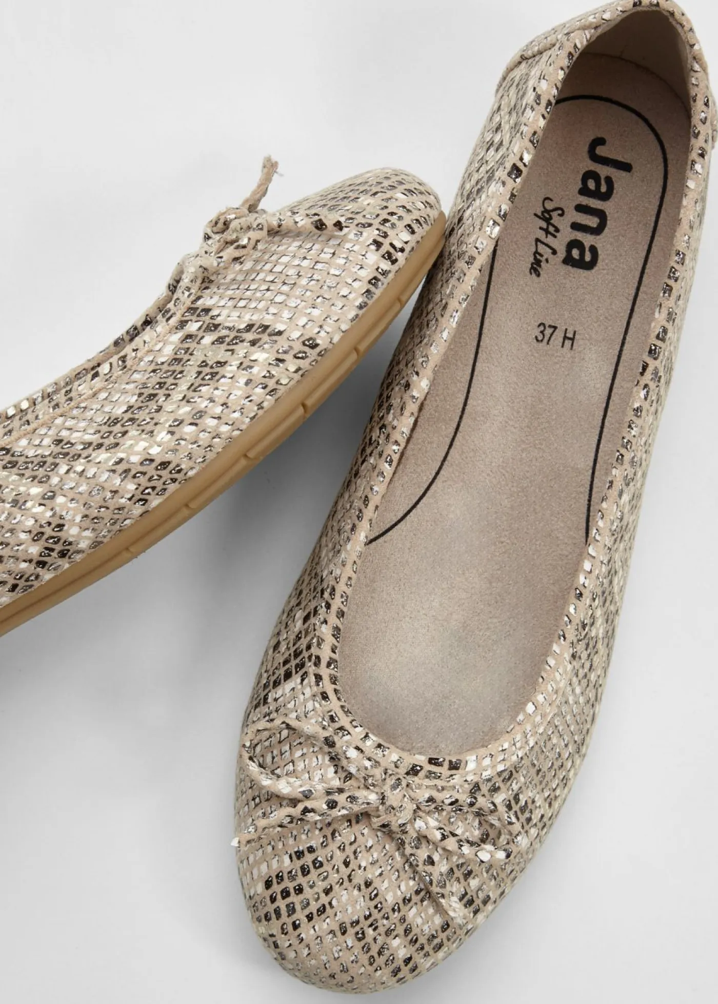bonprix Jana Zapatos De Marca·Jana|Zapatos Primavera-Verano>Bailarinas cómodas de Jana en ancho cómodo piel de serpiente beige