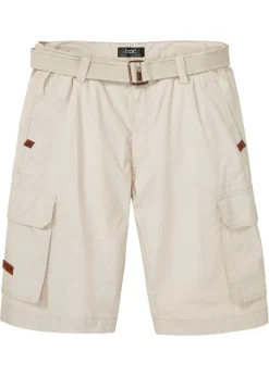 Hombre bonprix bonprix Bermuda cargo con cintura y cinturón cómodos, regular fit