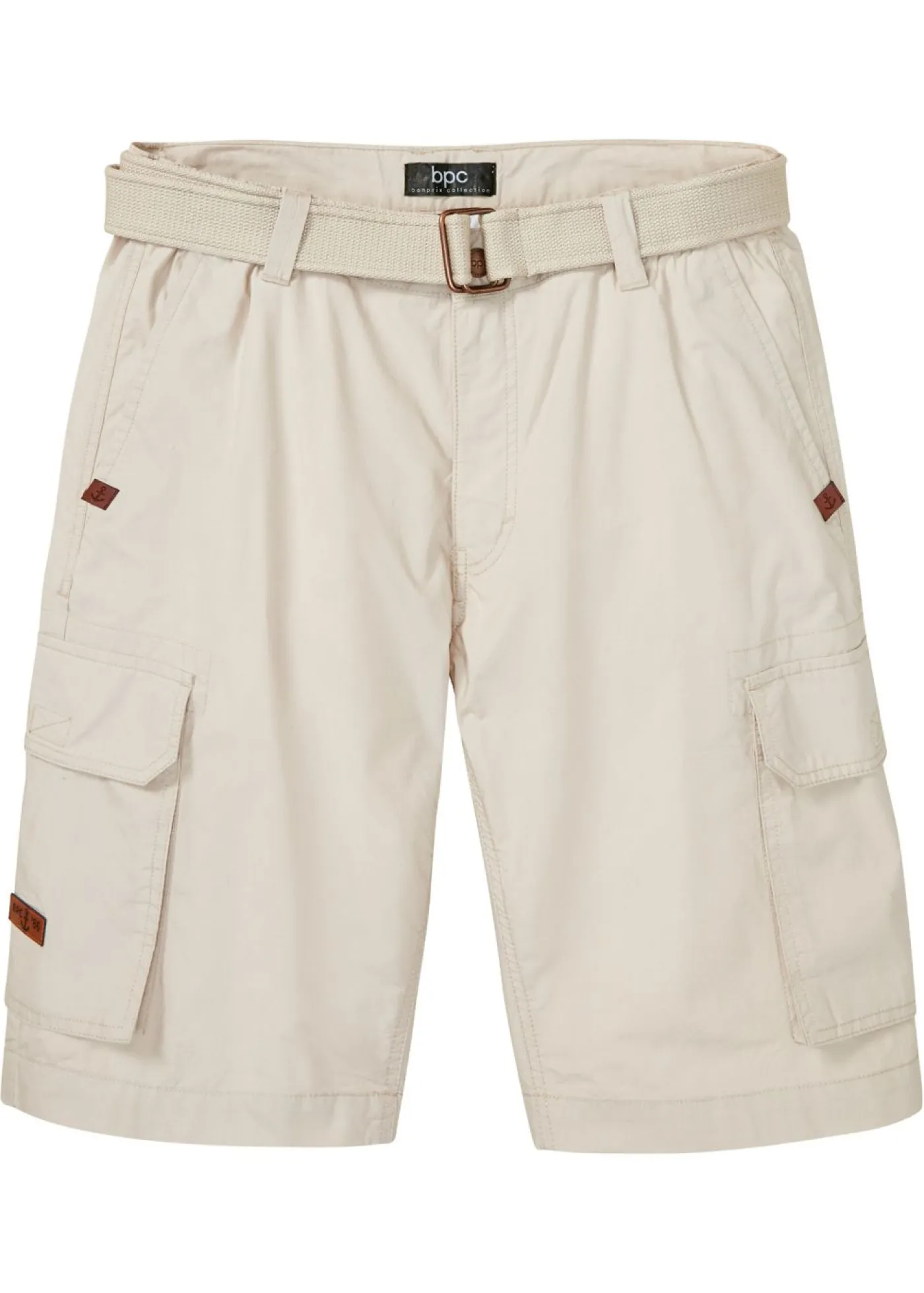 Hombre bonprix bonprix Bermuda cargo con cintura y cinturón cómodos, regular fit