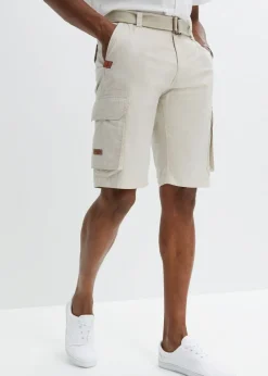 Hombre bonprix bonprix Bermuda cargo con cintura y cinturón cómodos, regular fit