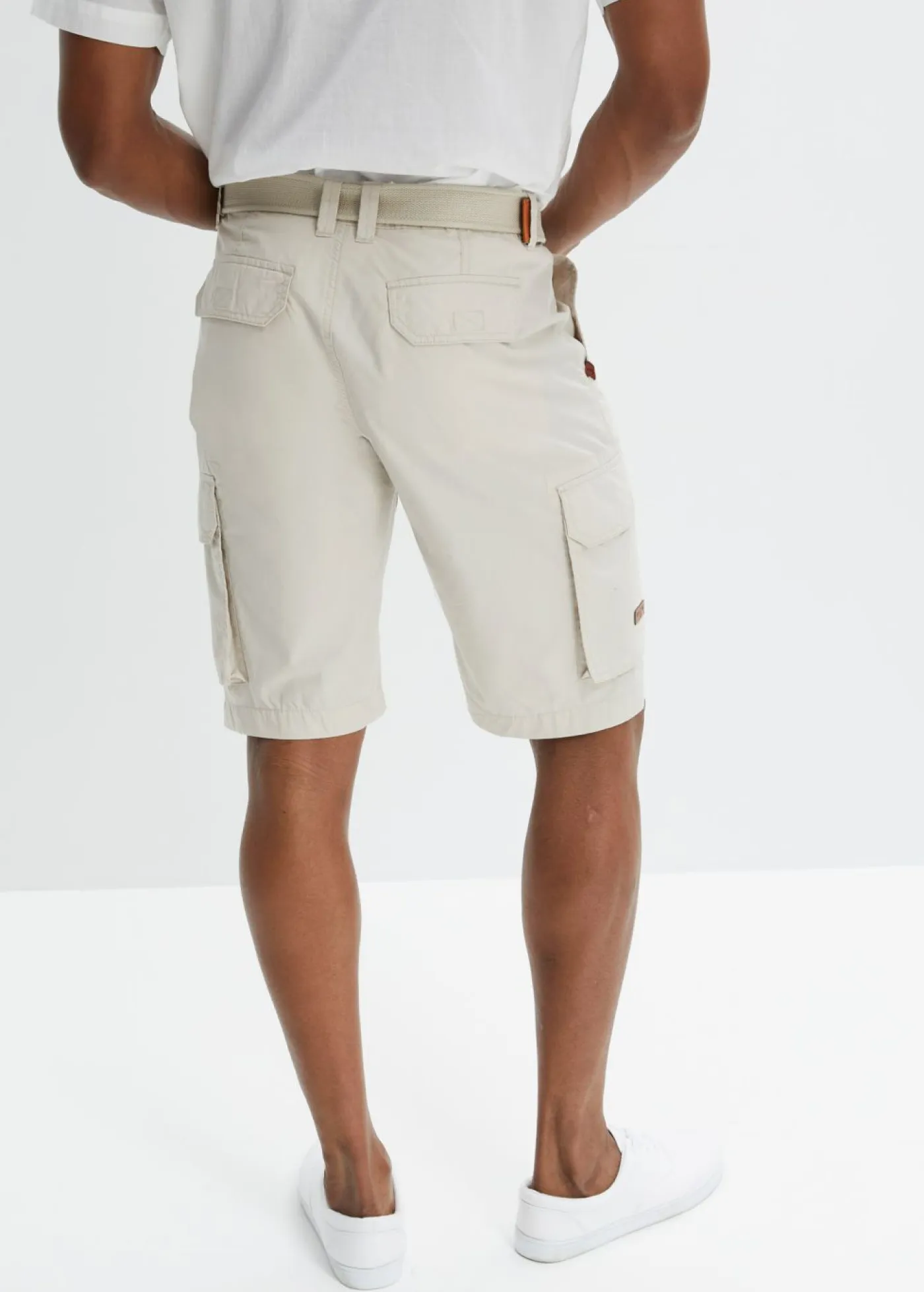 Hombre bonprix bonprix Bermuda cargo con cintura y cinturón cómodos, regular fit