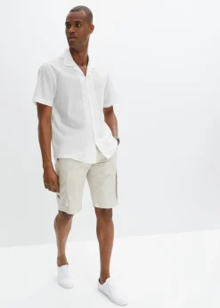 Hombre bonprix bonprix Bermuda cargo con cintura y cinturón cómodos, regular fit