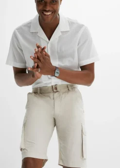 Hombre bonprix bonprix Bermuda cargo con cintura y cinturón cómodos, regular fit
