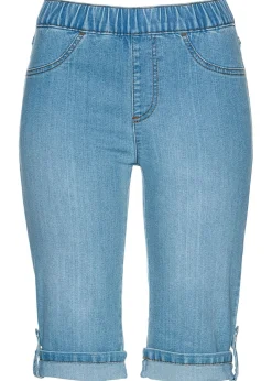 bonprix bonprix Shorts|Vaqueros>Bermuda vaquera con cinturilla elástica azul blanqueado