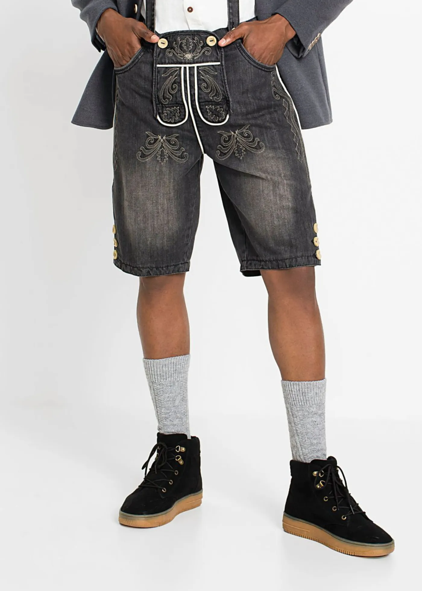 bonprix bonprix Shorts|Vaqueros>Bermuda vaquera de punto Negro denim