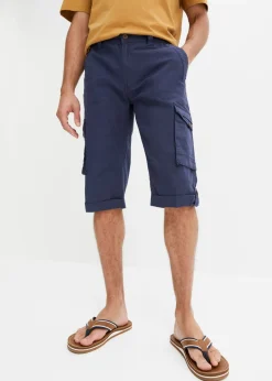 Hombre bonprix bonprix Bermudas cargo largas, regular fit, de mezcla de lino ligera